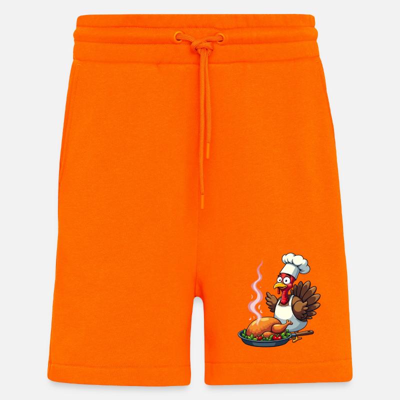 Cuisinier de dinde de Thanksgiving - Short bio décontracté fabriqué en UE - SUNSET ORANGE