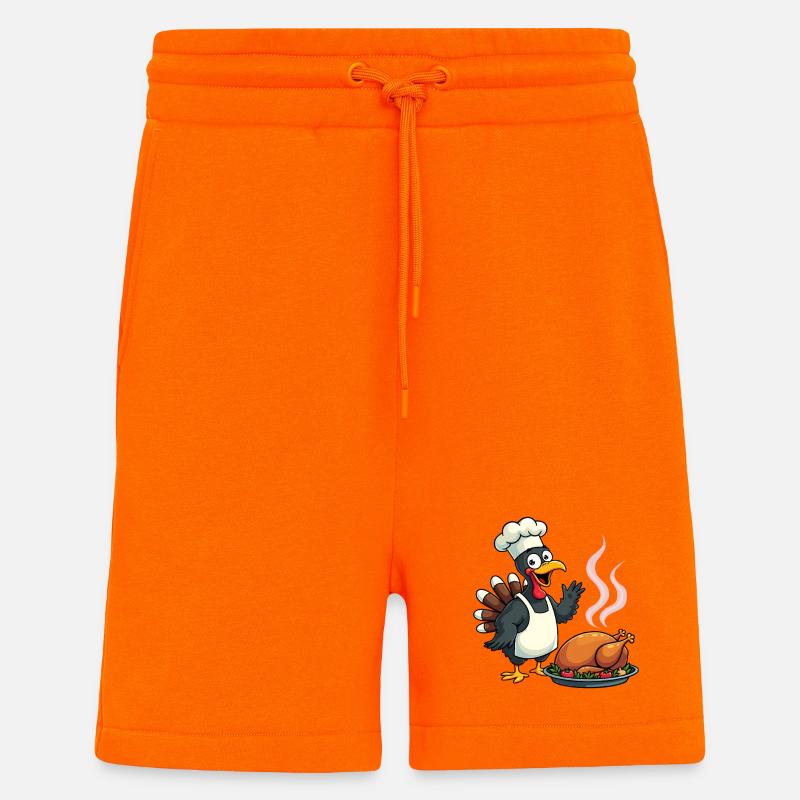 Cuisinier de dinde de Thanksgiving - Short bio décontracté fabriqué en UE - SUNSET ORANGE