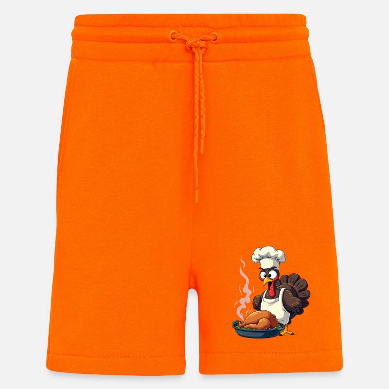 Cuisinier de dinde de Thanksgiving - Short bio décontracté fabriqué en UE - SUNSET ORANGE