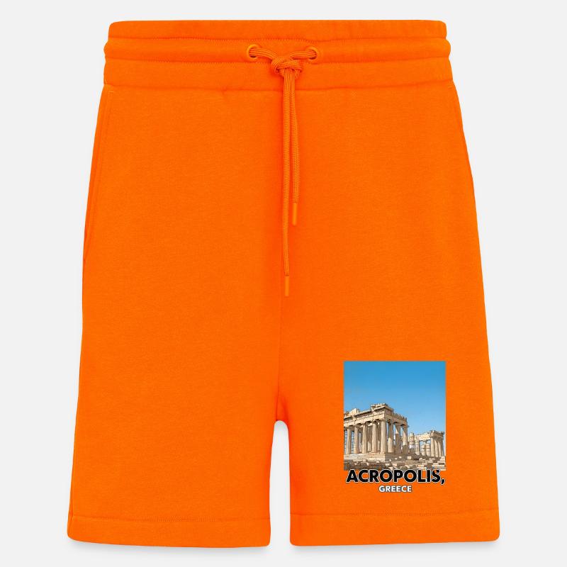 Acropole Grèce Affiche - Short bio décontracté fabriqué en UE - SUNSET ORANGE