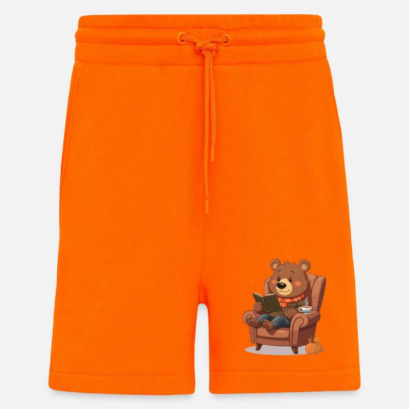Lesender Bär im Herbstsessel - Shorts - made by SPREAD - SUNSET ORANGE