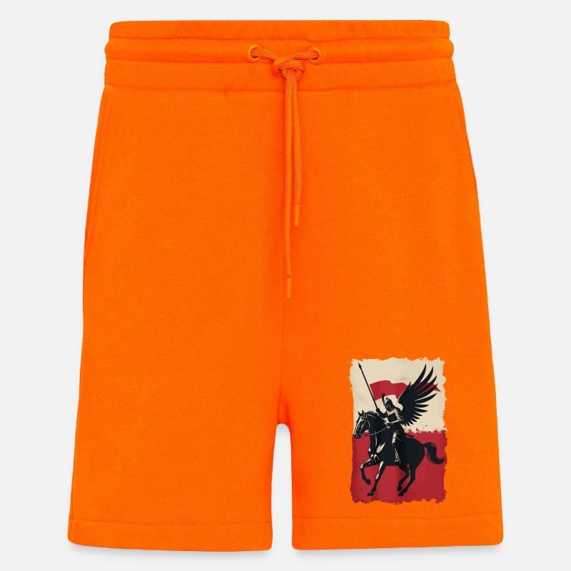 Hussard polonais avec motif de drapeau - Short bio décontracté fabriqué en UE - SUNSET ORANGE