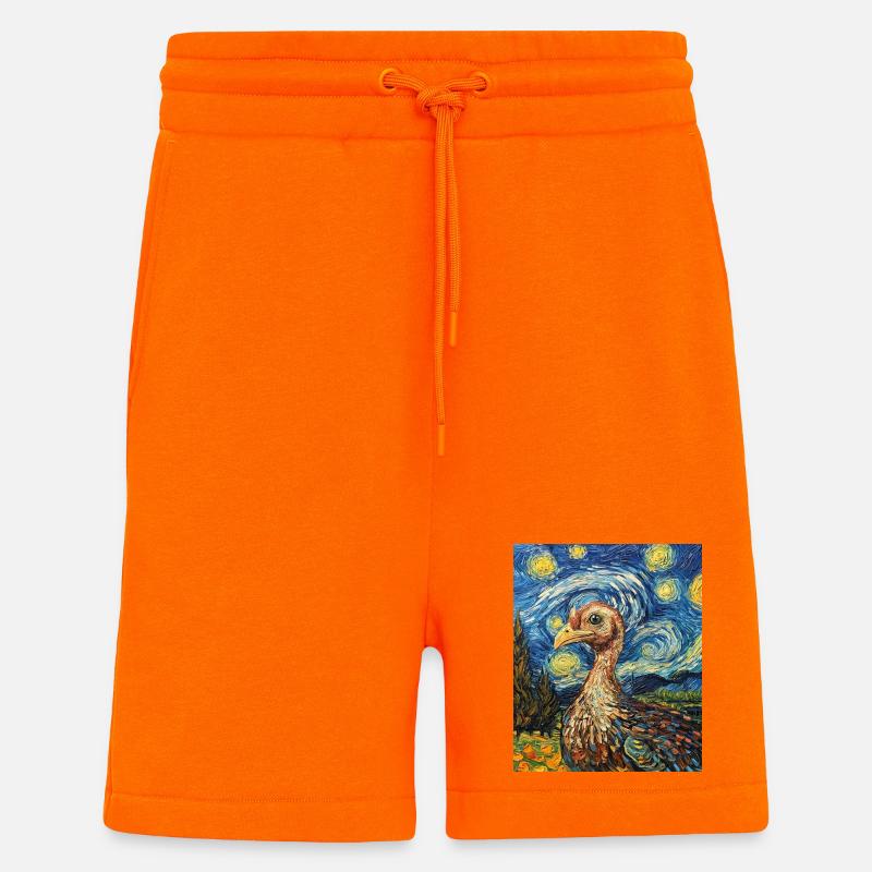 Truthahn Vogel Van Gogh Style - Shorts - made by SPREAD - SUNSET ORANGE