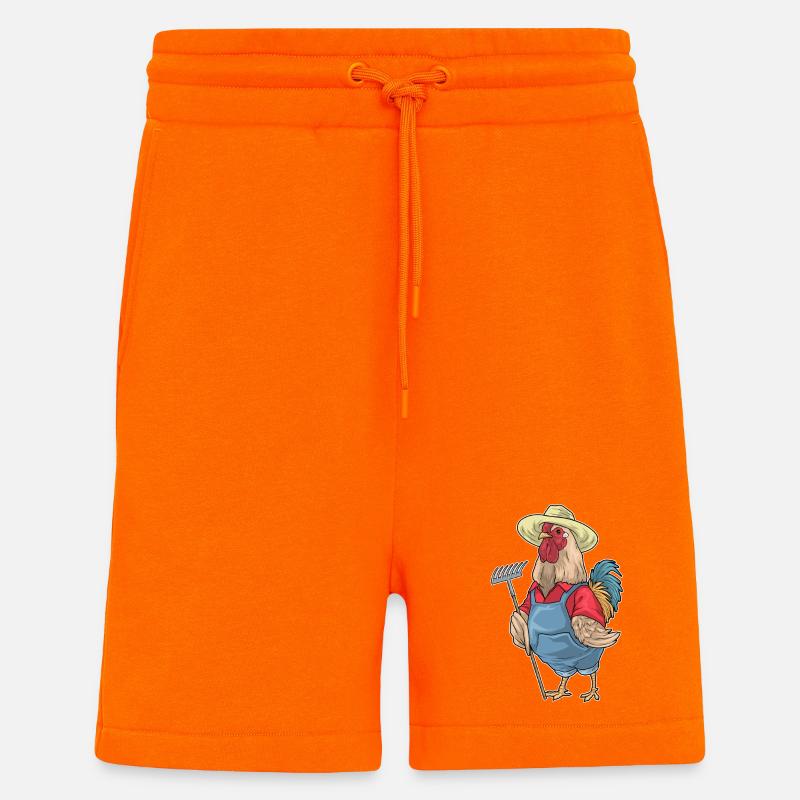 Élevage de poulets Ferme Râteau - Short bio décontracté fabriqué en UE - SUNSET ORANGE