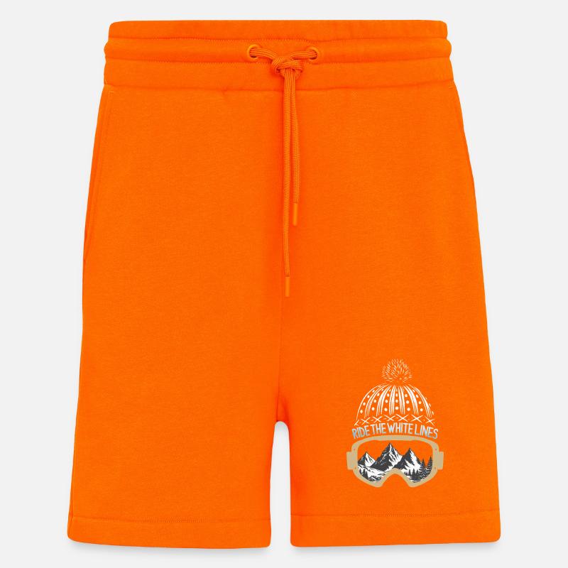 Roulez sur les lignes blanches - Short bio décontracté fabriqué en UE - SUNSET ORANGE