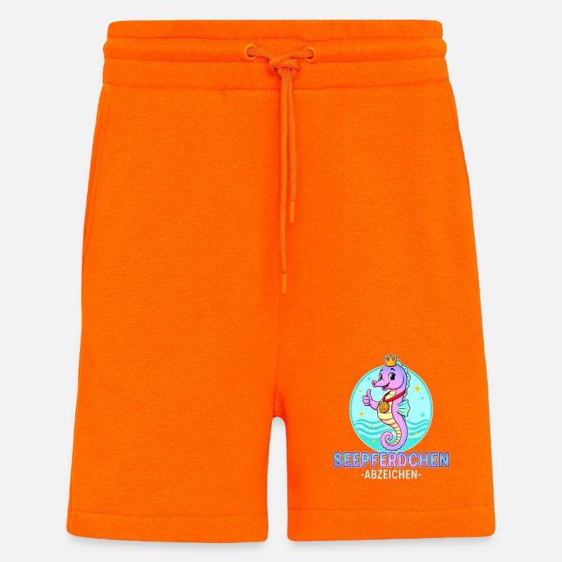 Écusson hippocampe avec dégradé - Short bio décontracté fabriqué en UE - SUNSET ORANGE