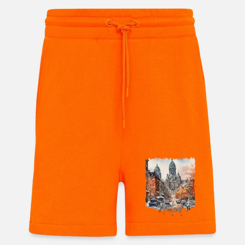 Montréal Aquarelle, Montréal Canada - Short bio décontracté fabriqué en UE - SUNSET ORANGE