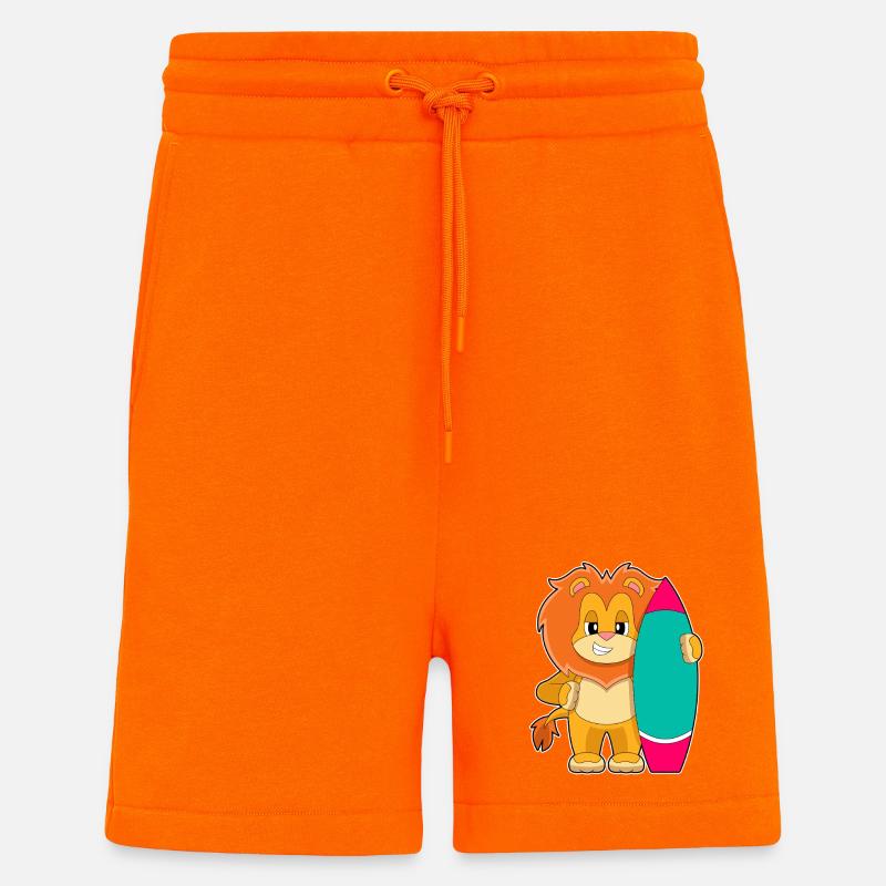 Lion Surfing Surfboard Summer - Shorts - made by SPREAD - SUNSET ORANGE