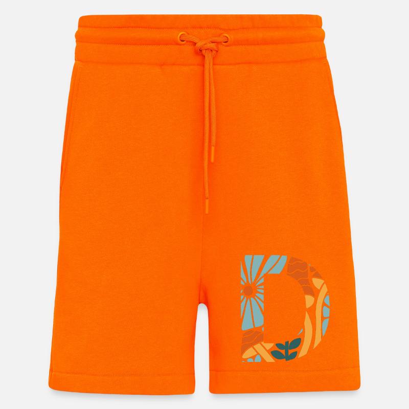 Buchstabe D Groovy Flowers Geschenkidee - Shorts - made by SPREAD - SUNSET ORANGE