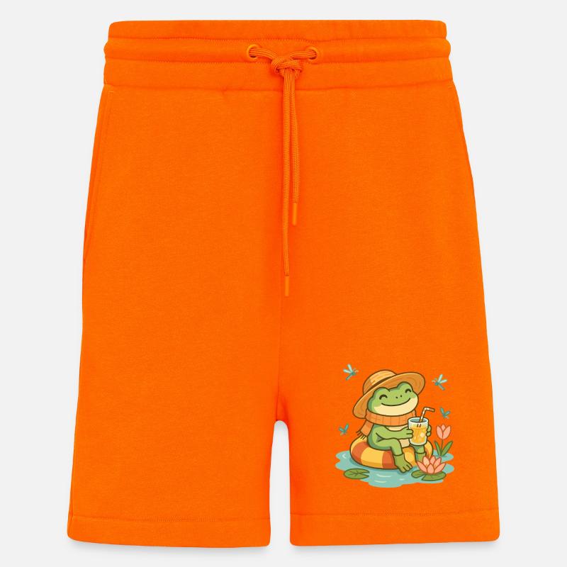 Grenouille d’été – Grenouille douillette avec limonade - Short bio décontracté fabriqué en UE - SUNSET ORANGE