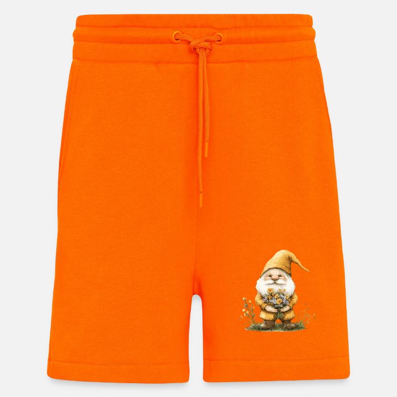 Gnome avec panier de fleurs - Short bio décontracté fabriqué en UE - SUNSET ORANGE