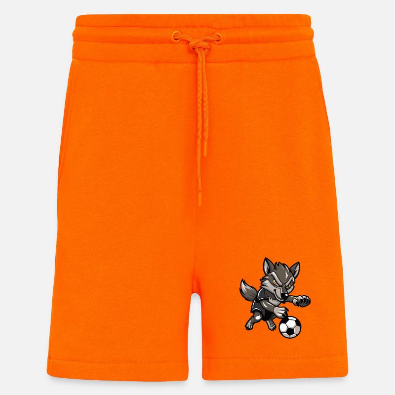 Wolfsoccer Animierter Wolf - Shorts - made by SPREAD - SUNSET ORANGE