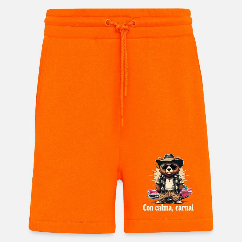 Bär im Retroflair mit Auto - Shorts - made by SPREAD - SUNSET ORANGE