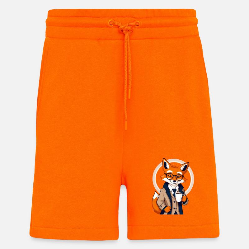 Fuchs im Anzug mit Kaffee - Shorts - made by SPREAD - SUNSET ORANGE