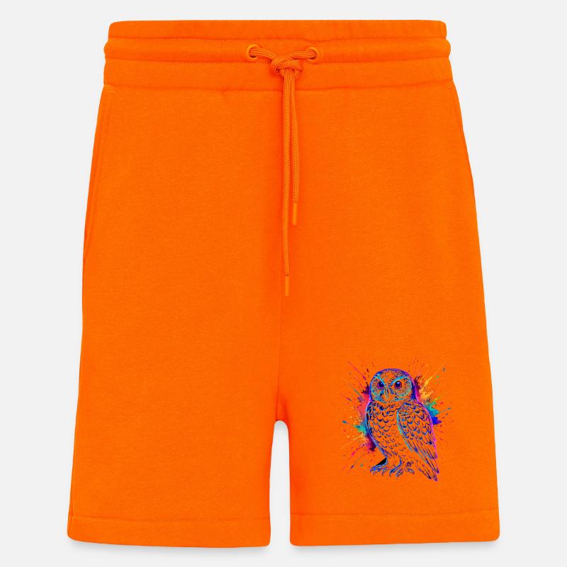 Neon Eule Farb-Splash Kunst Shirt - Shorts - made by SPREAD - SUNSET ORANGE