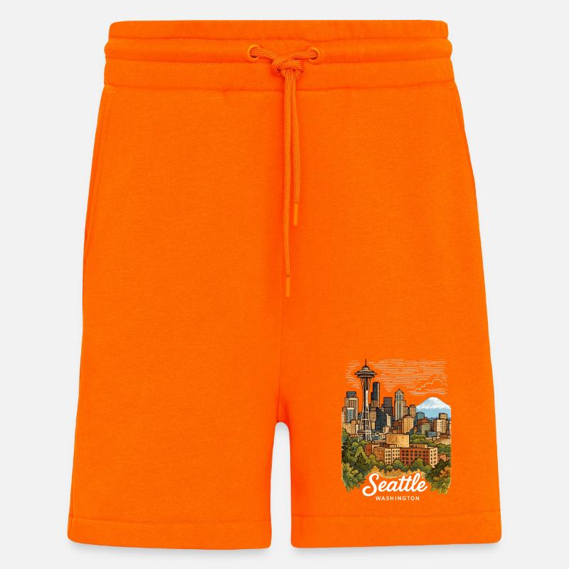 Seattle, État de Washington - Short bio décontracté fabriqué en UE - SUNSET ORANGE