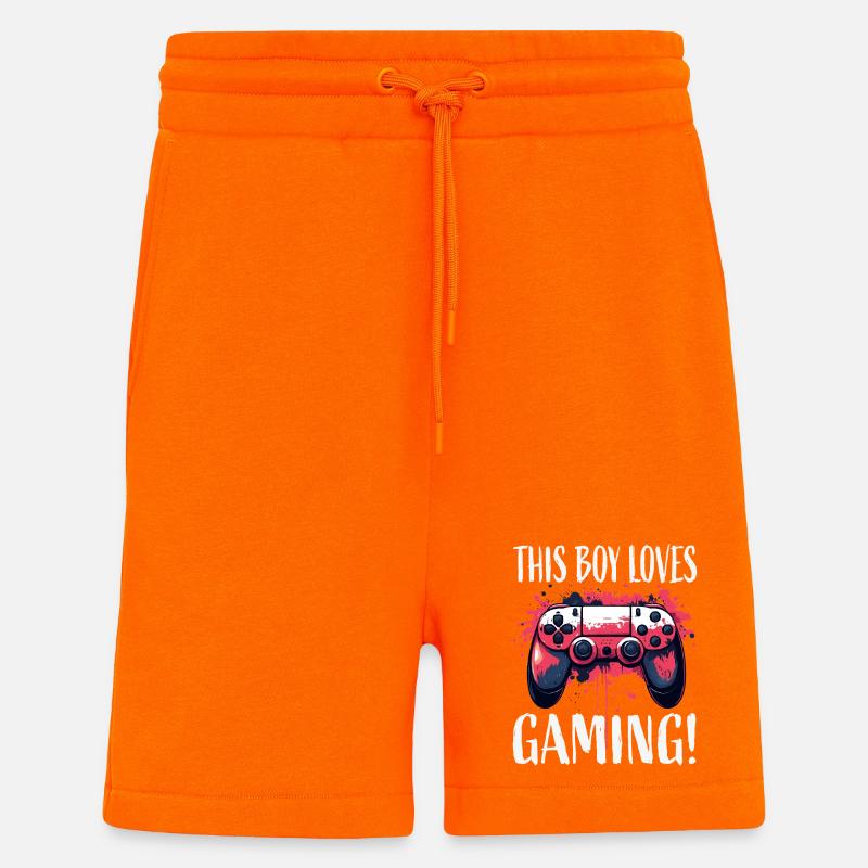This Boy Loves Gaming Controller Art - Shorts - made by SPREAD - SUNSET ORANGE