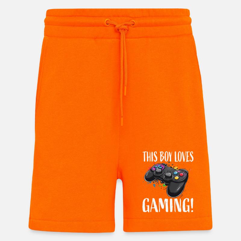 Junge liebt Gaming Controller - Shorts - made by SPREAD - SUNSET ORANGE