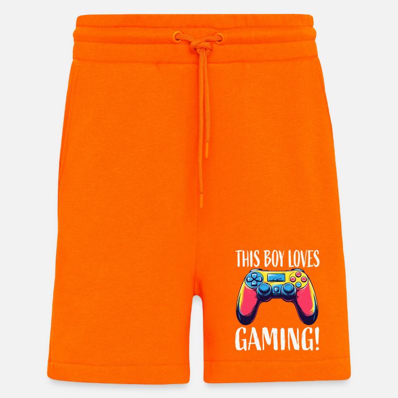 Junge liebt Gaming Controller - Shorts - made by SPREAD - SUNSET ORANGE