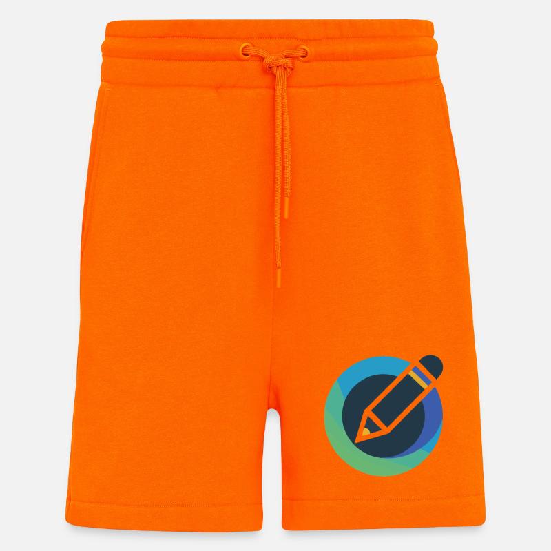Abstraktes Bleistift-Emblem im Kreis - Shorts - made by SPREAD - SUNSET ORANGE