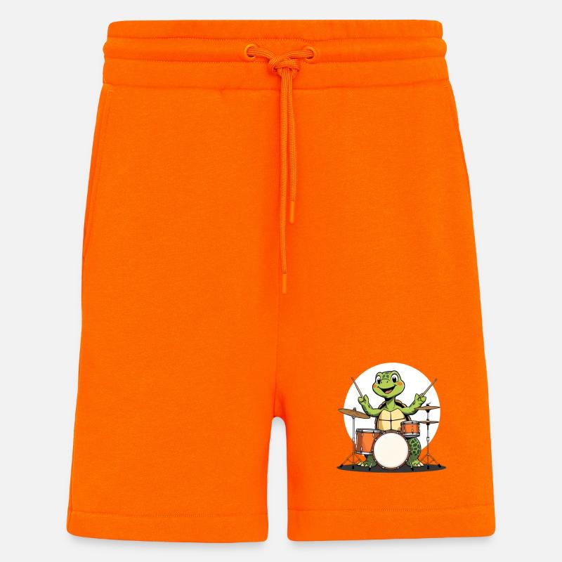 Turtle on the drum set - Shorts - made by SPREAD - SUNSET ORANGE