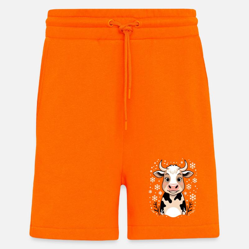 Winterkuh mit Schneeflocken - Shorts - made by SPREAD - SUNSET ORANGE