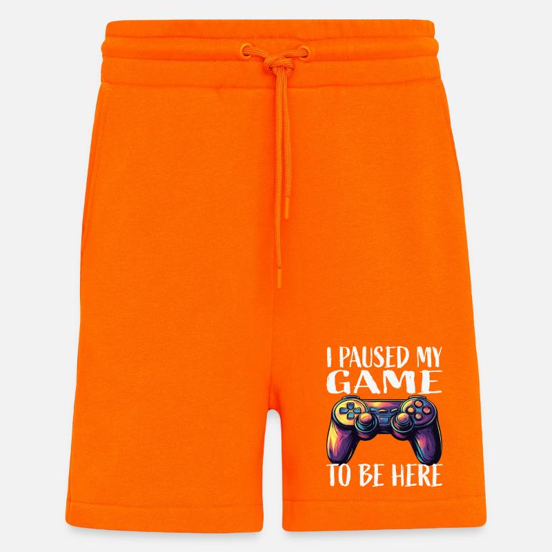 Game Pause Neon Controller - Shorts - made by SPREAD - SUNSET ORANGE