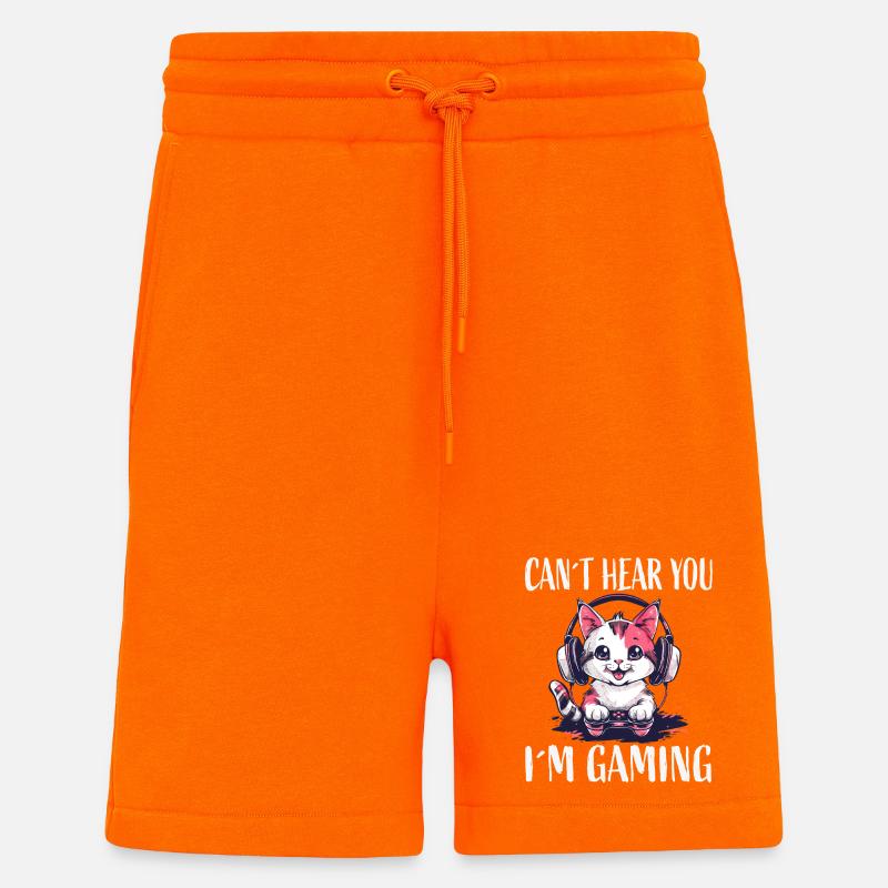 Katzengamer mit Kopfhörern - Shorts - made by SPREAD - SUNSET ORANGE