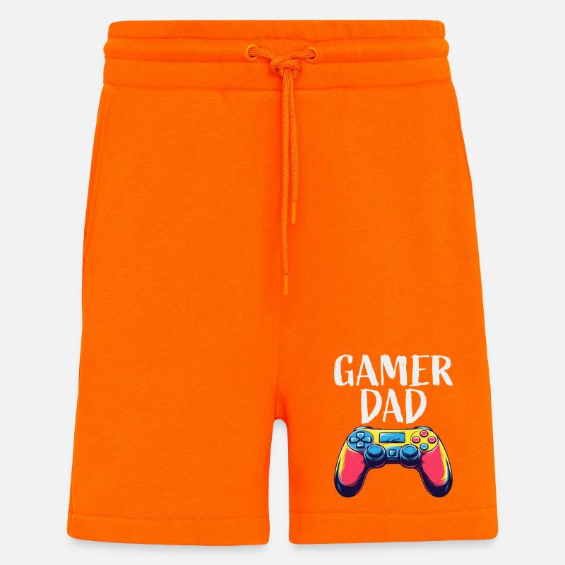 Gamer Dad Controller Graphics - Shorts - made by SPREAD - SUNSET ORANGE