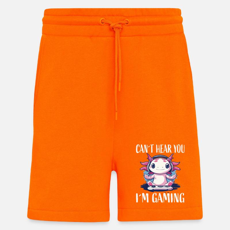 Gaming Axolotl mit Headset - Shorts - made by SPREAD - SUNSET ORANGE