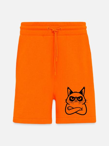 Cat Line Art Cartoon Illustration - Shorts - made by SPREAD - SUNSET ORANGE
