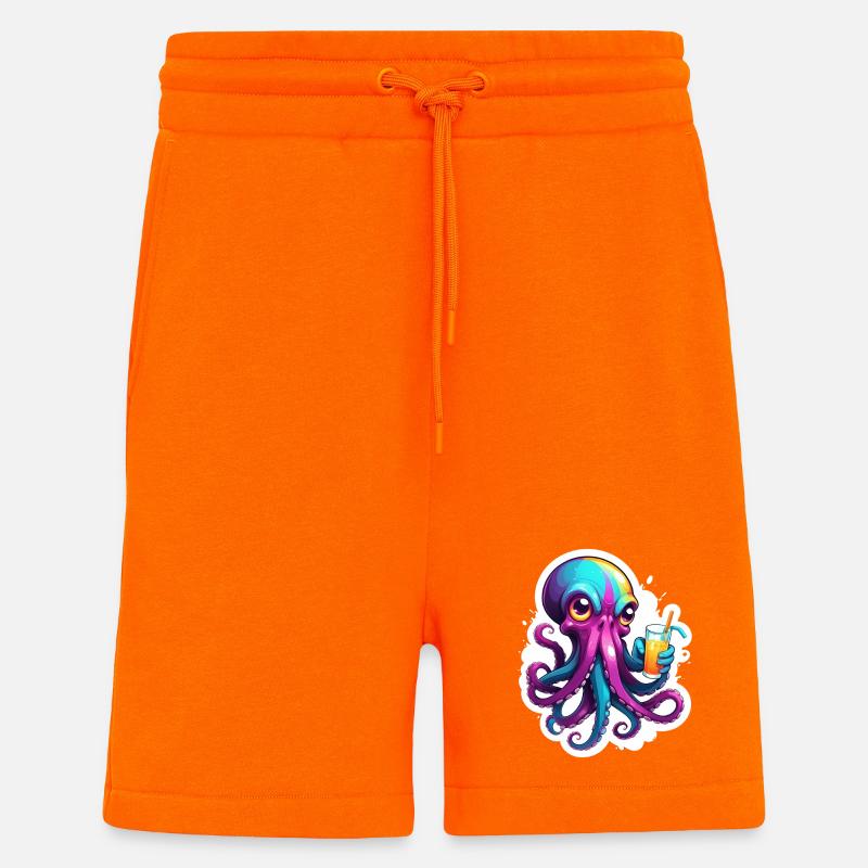 Bunter Oktopus mit Drink - Shorts - made by SPREAD - SUNSET ORANGE