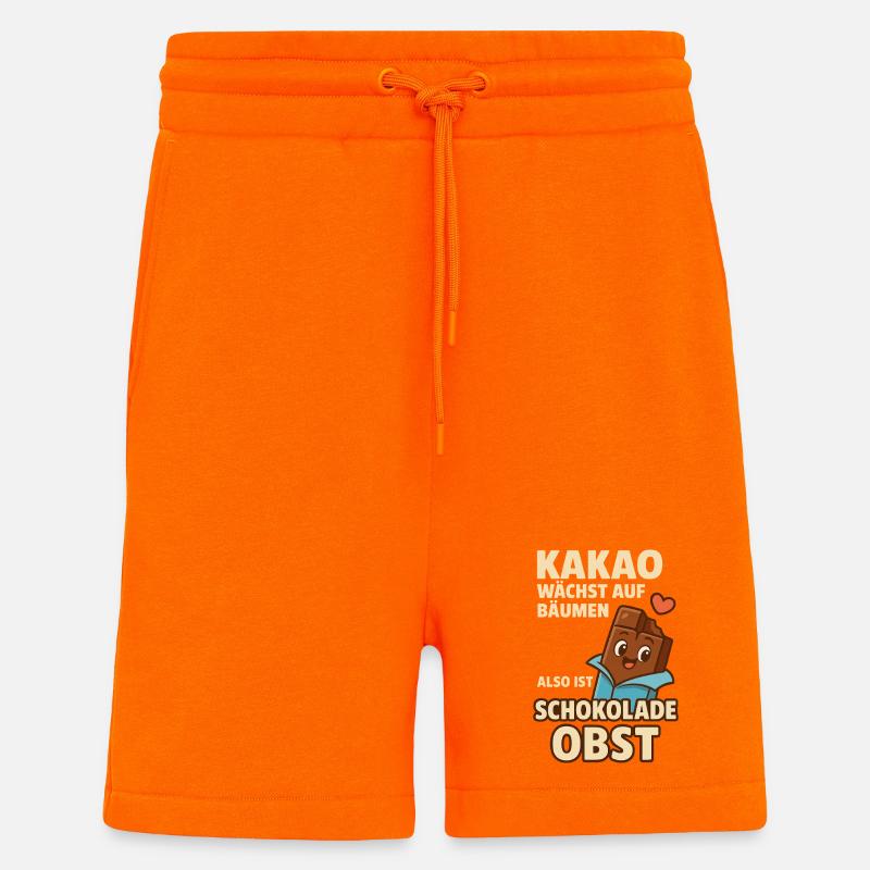 Cocoa Saying – Chocolate is Fruit - Shorts - made by SPREAD - SUNSET ORANGE