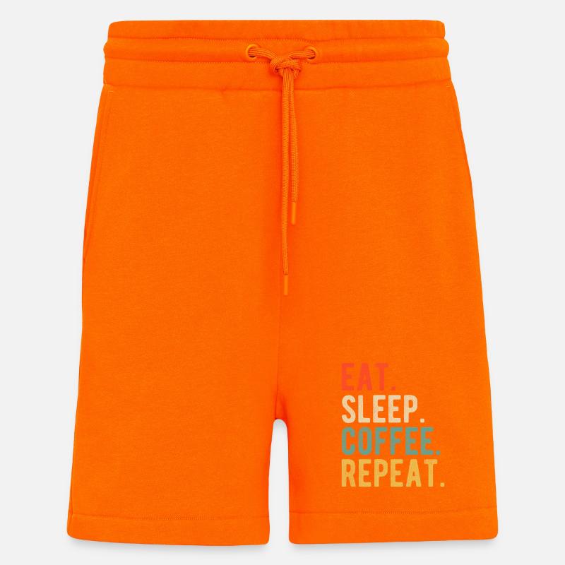 Eat Sleep Coffee Repeat Retro Kaffeeliebe - Shorts - made by SPREAD - SUNSET ORANGE