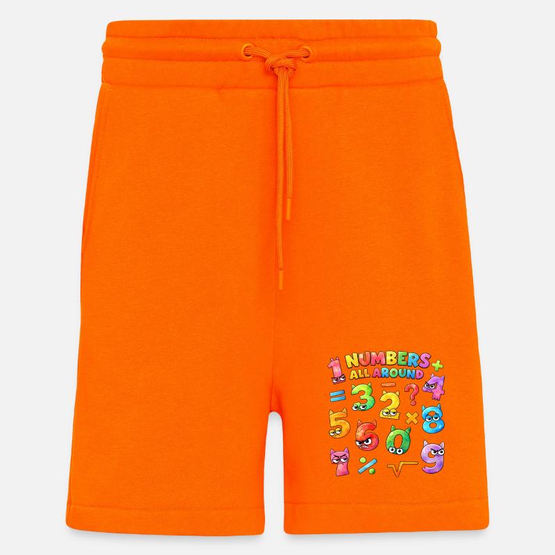 Rainbow Math Faces & Numbers - Shorts - made by SPREAD - SUNSET ORANGE