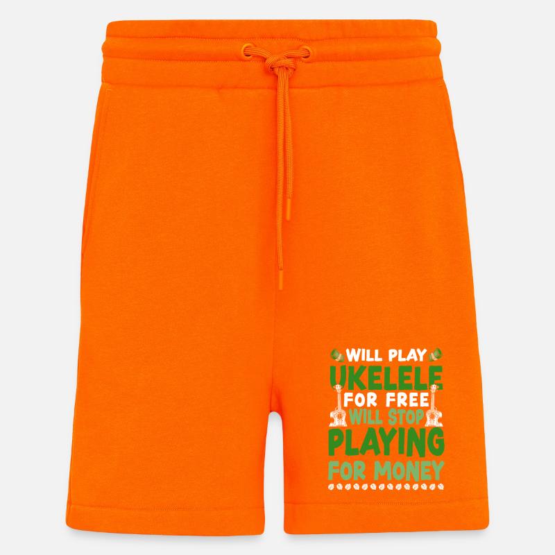 Hawaiian Ukulele Uke Will Play - Shorts - made by SPREAD - SUNSET ORANGE