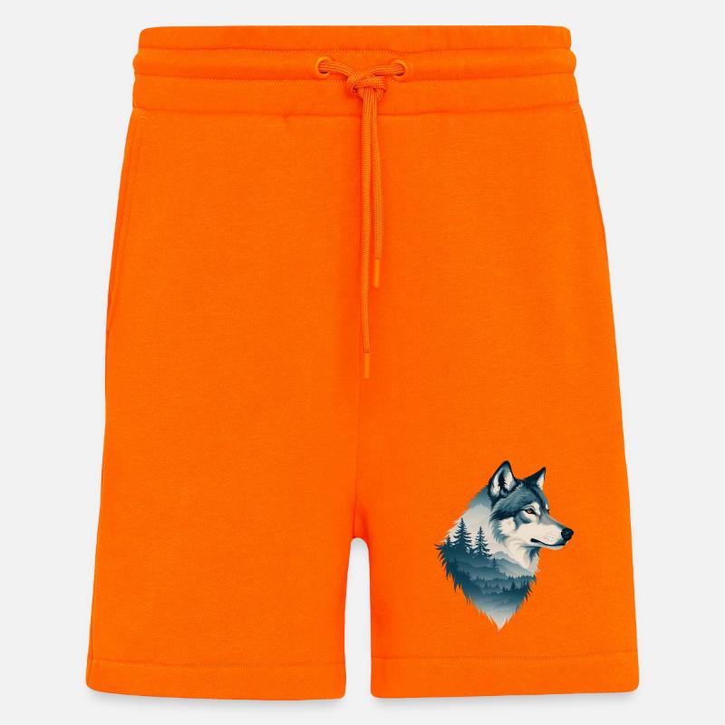 Blauer Wolf im Wald - Shorts - made by SPREAD - SUNSET ORANGE