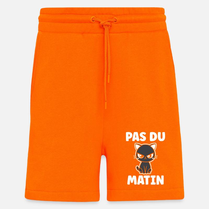 Chat grognon Pas du matin - Short bio décontracté fabriqué en UE - SUNSET ORANGE