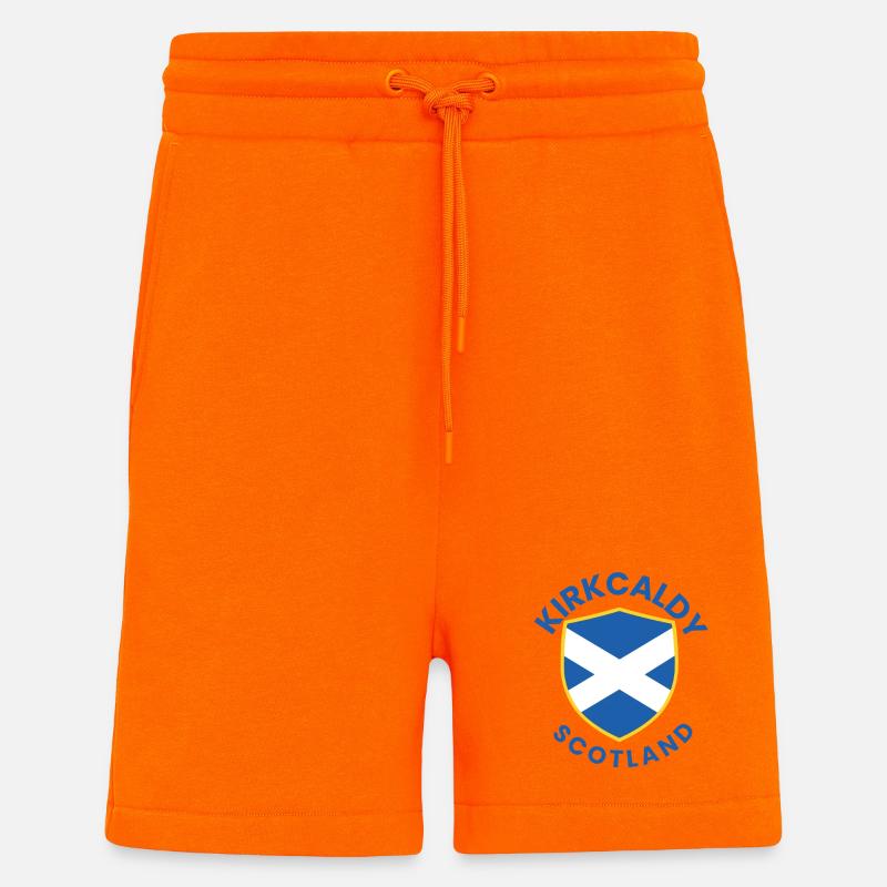 Emblème du bouclier de Kirkcaldy Scotland - Short bio décontracté fabriqué en UE - SUNSET ORANGE