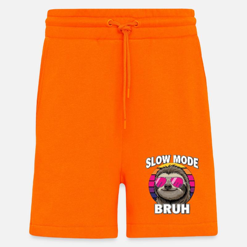 Cool Sloth Slow Mode Bruh Retro - Shorts - made by SPREAD - SUNSET ORANGE