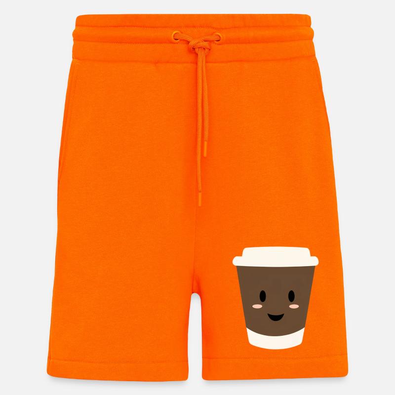 Kawaii Kaffee-Becher Lächeln - Shorts - made by SPREAD - SUNSET ORANGE