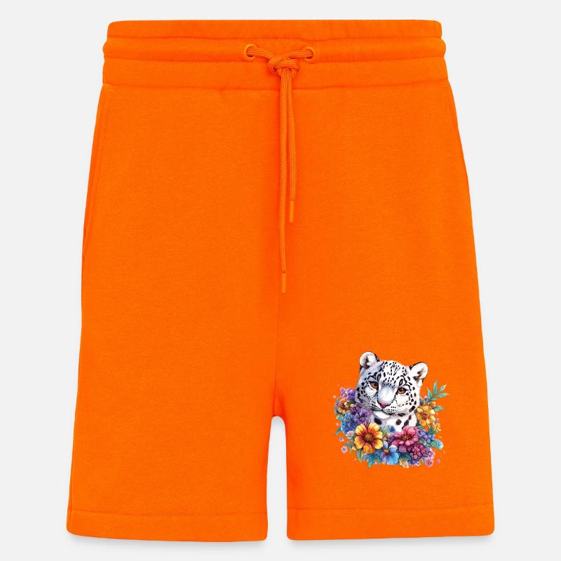 Magie des Fleurs de Léopard - Short bio décontracté fabriqué en UE - SUNSET ORANGE
