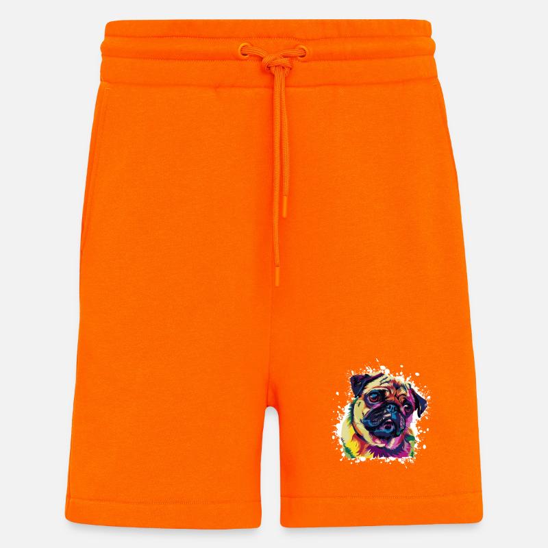 Hund Pug Tier Kunst - Shorts - made by SPREAD - SUNSET ORANGE