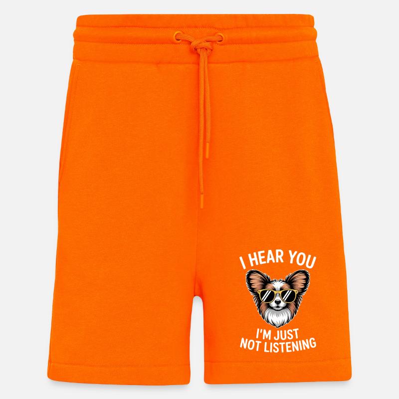 Papillon Sprüche Hunde Lustiges Papillon Geschenk  - Shorts - made by SPREAD - SUNSET ORANGE