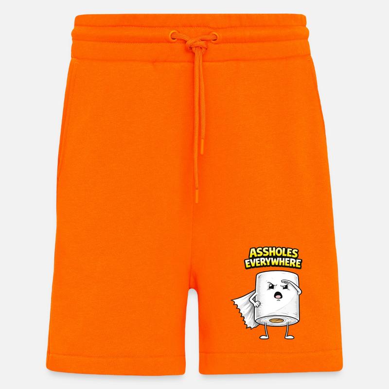 Connards partout : design de comics - Short bio décontracté fabriqué en UE - SUNSET ORANGE