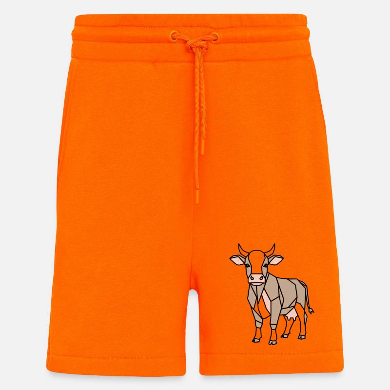 Geometrische Kuh Low Poly Modern - Shorts - made by SPREAD - SUNSET ORANGE
