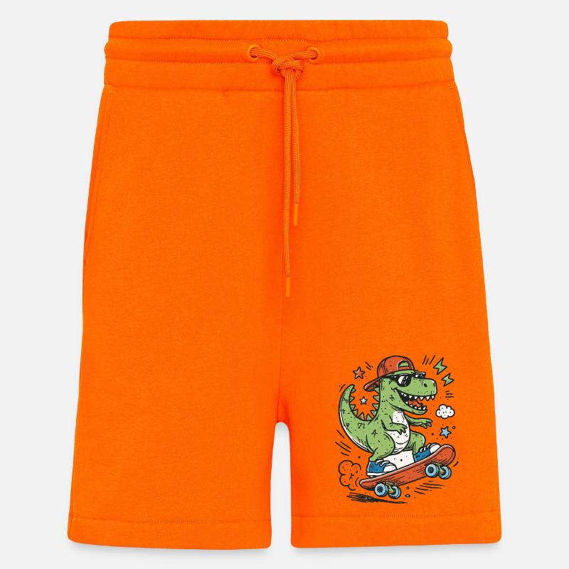 Krokodil auf Skateboard mit Cap - Shorts - made by SPREAD - SUNSET ORANGE