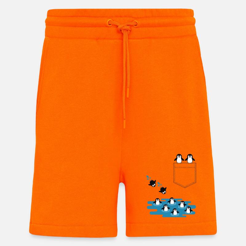 Pinguin Sprung ins Wasser Pocket Design - Shorts - made by SPREAD - SUNSET ORANGE