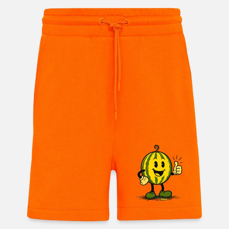 Dessin animé joyeux de pastèque - Short bio décontracté fabriqué en UE - SUNSET ORANGE