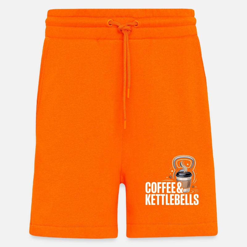 Coffee & Kettlebells Duo - Short bio décontracté fabriqué en UE - SUNSET ORANGE